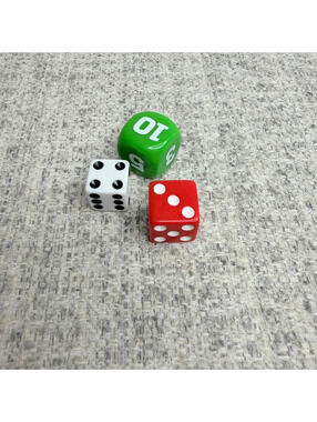 3 Piece Assorted Game Dice Set Mixed Colors Assorted Sizes Miniature Trinkets